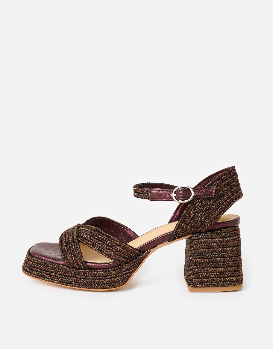 Castañer Vallita Brown Braided Platform Heeled Sandals